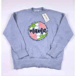 Love In Faith‎ Mama Proverbs 31 Embroidered Sweater Blue/Gray Size Large NWT
